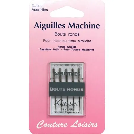 Aiguilles machine bouts ronds assorties X5