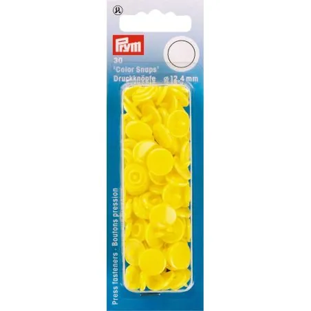 Boutons pression color snaps jaune clair 12,4 mm