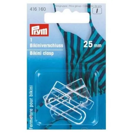 Fermeture  pour bikini 25 mm plastique transparent