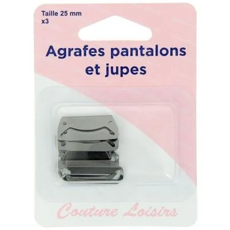 Agrafes 25 mm Pantalons -jupes - col.noir x3