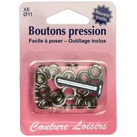 Boutons pression 11 mm + outillage de pose col. Bl n2