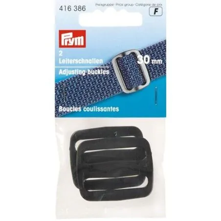 Carte 2 Boucles coulissantes plastique 30 mm noir