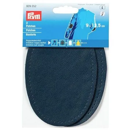 Renforts imitation cuir souple bleu fonce 9 x 13,5