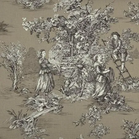 PASTORALE Fabric - BEIGE/GREY BACHETTE 100% COTTON