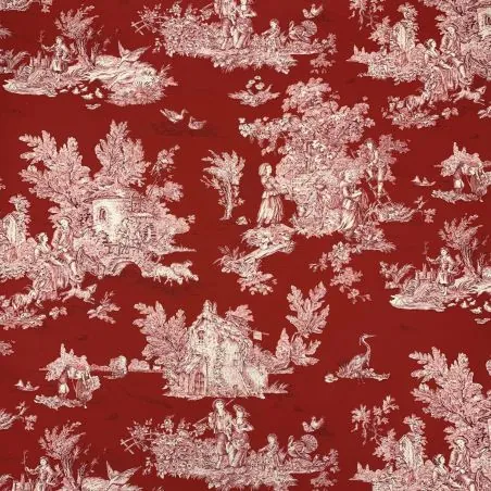 PASTORALE fabric - CORAL BACHETTE 100%COTTON