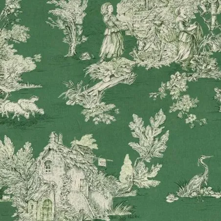 PASTORALE Fabric - BACHETTE GREEN 100%COTTON