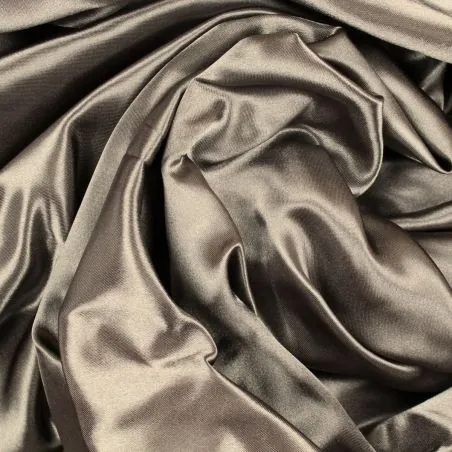 Plain Satin fabric in mouse grey color