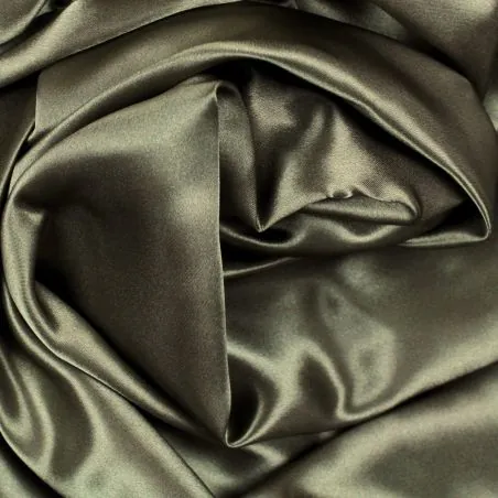 Plain Satin fabric in khaki color