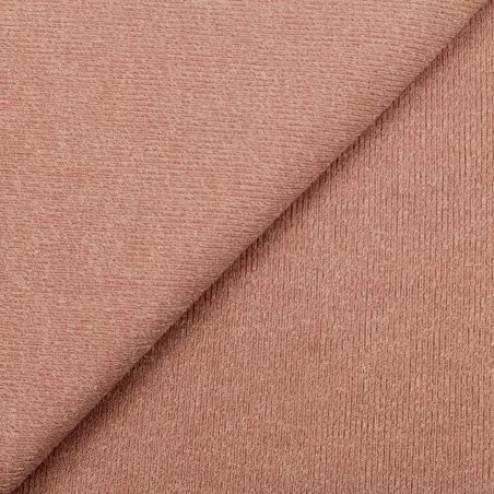 Tissu jersey côtelé rose dragée