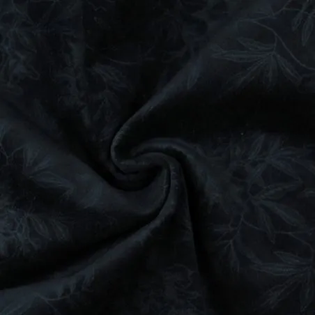 Tissus couture polyester noir imprimé fleuri