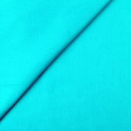 Tissu popeline de coton uni turquoise