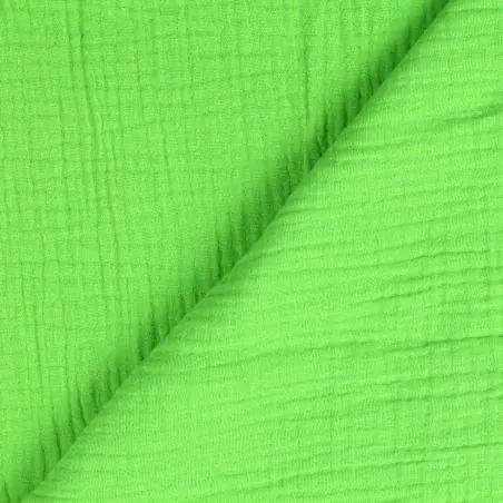 Tissu coton double gaze uni de couleur vert