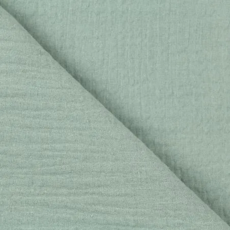 Tissu coton double gaze uni de couleur bleu ciel