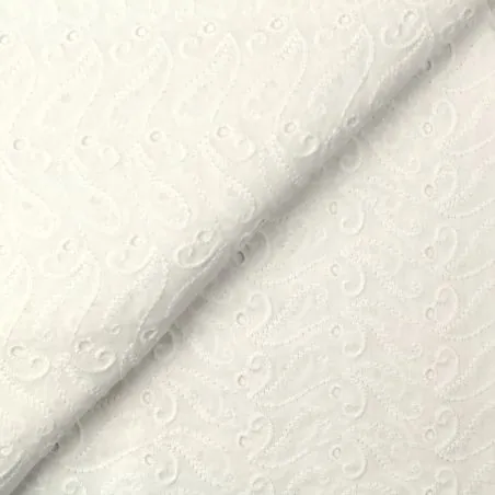 Tissu broderie anglaise blanc imprimé