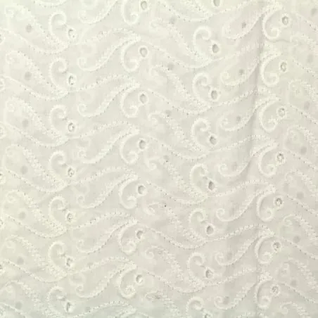 Tissu broderie anglaise blanc imprimé