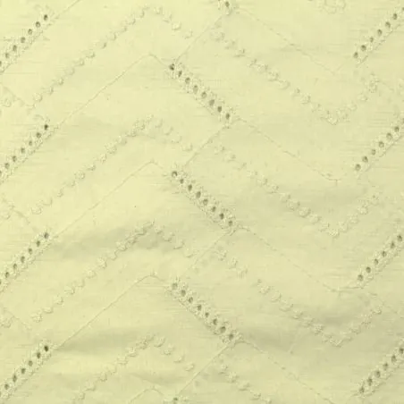 Tissu broderie anglaise blanc imprimé géométrique