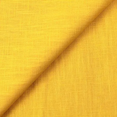 Tissu lin uni de couleur jaune