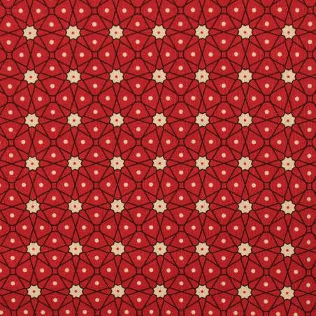 Tissu coton rouge imprimé géométrique