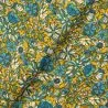 Tissu coton imprimé fleuri bleu et jaune