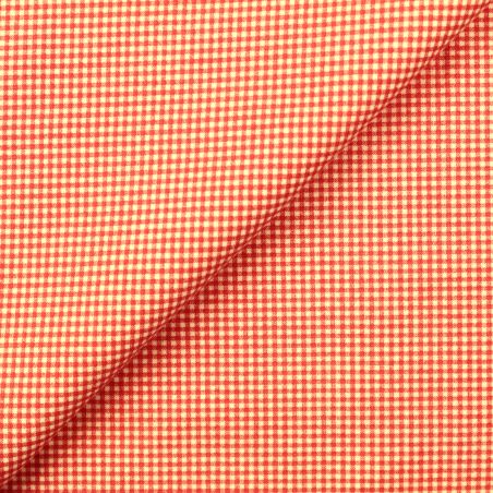 Tissu coton chemise à petit carreaux rouge et blanc