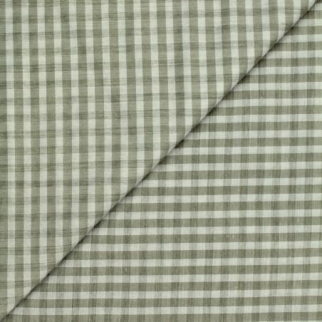 Tissu coton chemise gris à carreaux