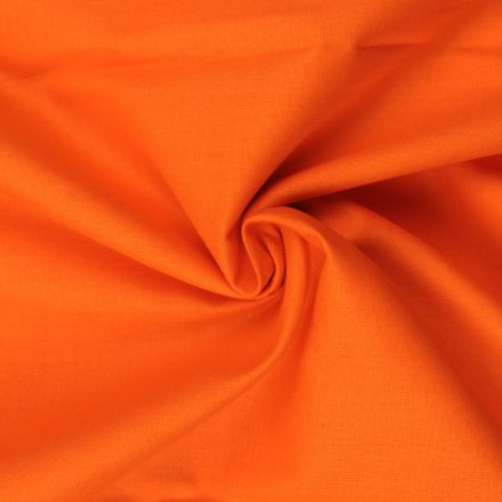 Tissu popeline de coton uni de couleur orange