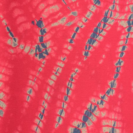 Tissus viscose fuchsia imprimé géométrique bleu