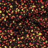 Tissu en viscose imprimé bulles noir, rouge et jaune