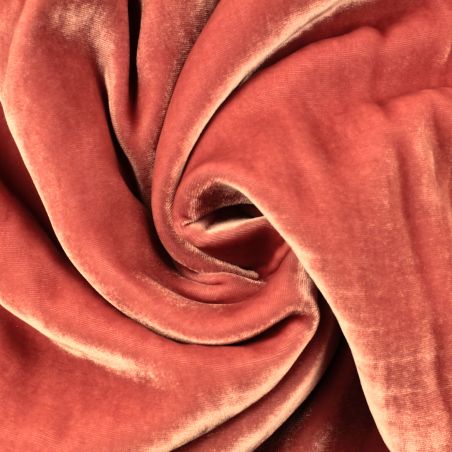 Tissu velours viscose et soie rose poudré iridescent