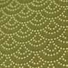 Tissu de coton vert à motif traditionnel japonais aux éventails SENSU beige