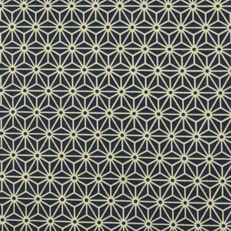 Tissu de coton bleu à motif japonais géométrique