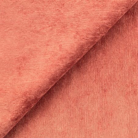 Tissu velours milleraie uni de couleur rose poudrée