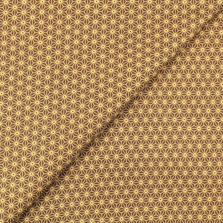 Tissu de coton marron à motif japonais géométrique