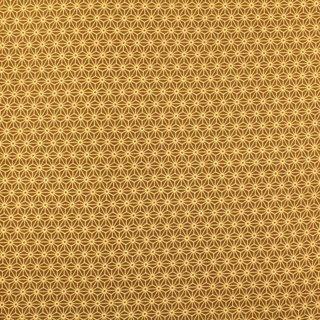 Tissu de coton beige à motif japonais géométrique