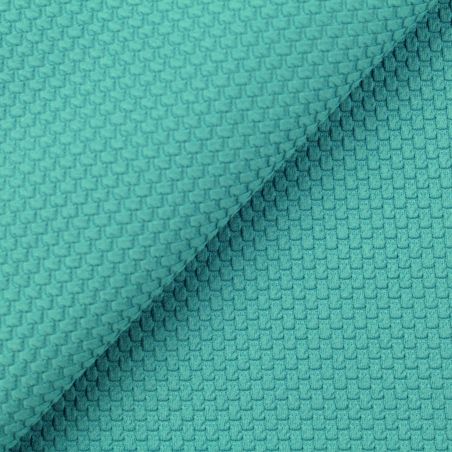 Tissu jersey grain de café bleu turquoise