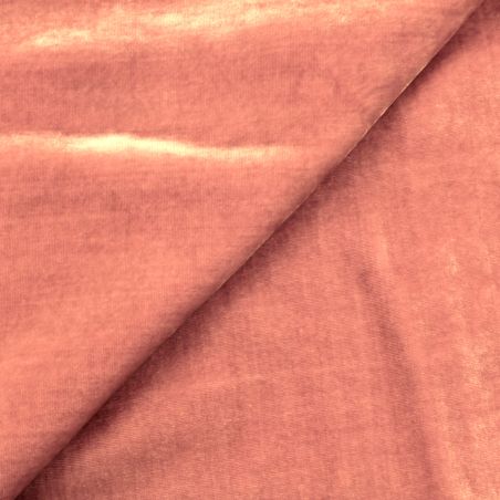 Tissu Velours Irisé en Viscose et Soie Rose Poudré