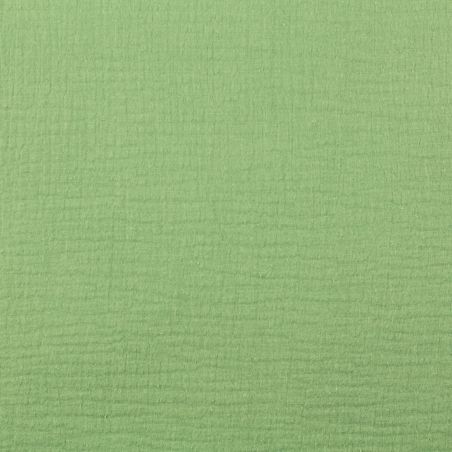 Tissu Coton Double Gaze Uni Vert - Confort et Légèreté