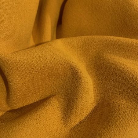 Tissus crêpe de polyester jaune moutarde uni