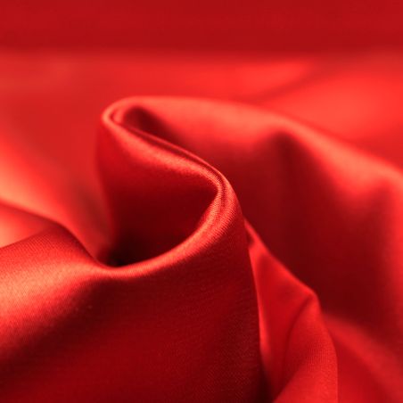 Tissus satin polyester rouge - Toucher soie