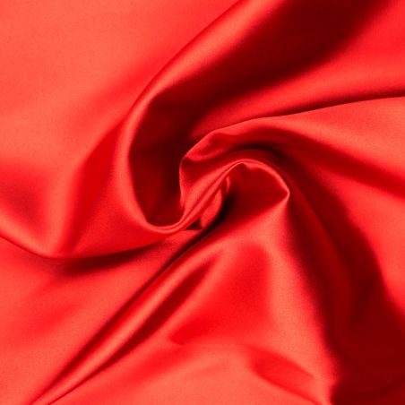 Tissus satin polyester rouge - Toucher soie